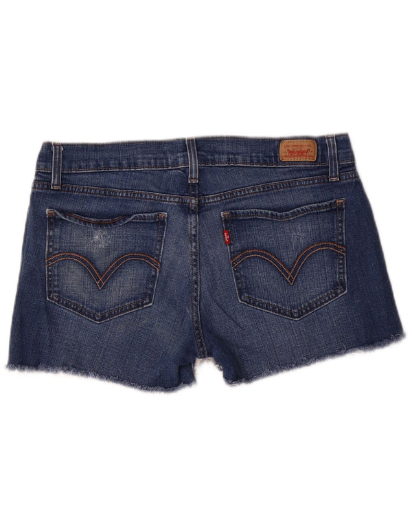 Levi's Donna 524 Pantaloncini di jeans super bassi effetto invecchiato US 11 Large W32 Blu