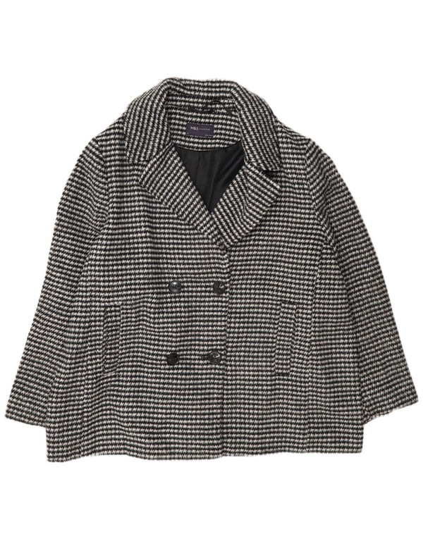 Cappotto da marinaio da donna Marks & Spencer UK 24 4XL Poliestere pied de poule nero