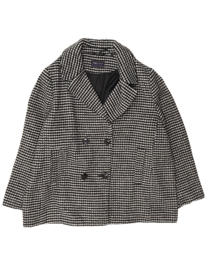 Cappotto da marinaio da donna Marks & Spencer UK 24 4XL Poliestere pied de poule nero
