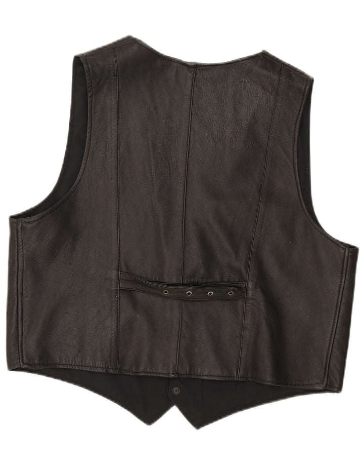 Gilet in pelle da uomo vintage medio nero