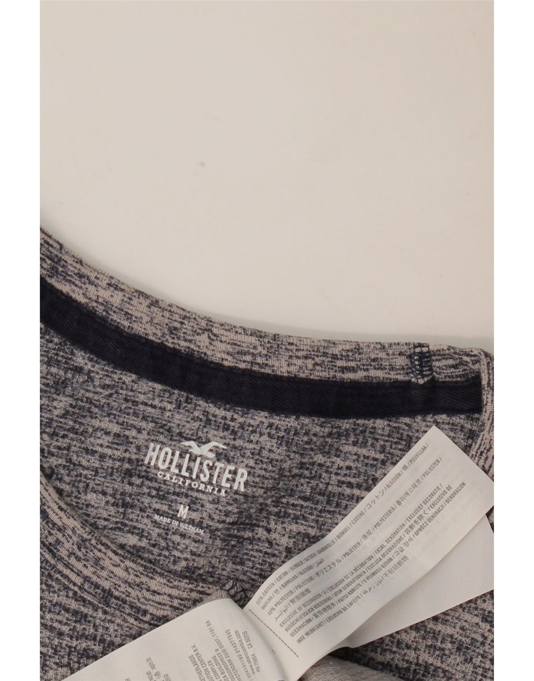 HOLLISTER Top da uomo a maniche lunghe in cotone screziato medio blu navy