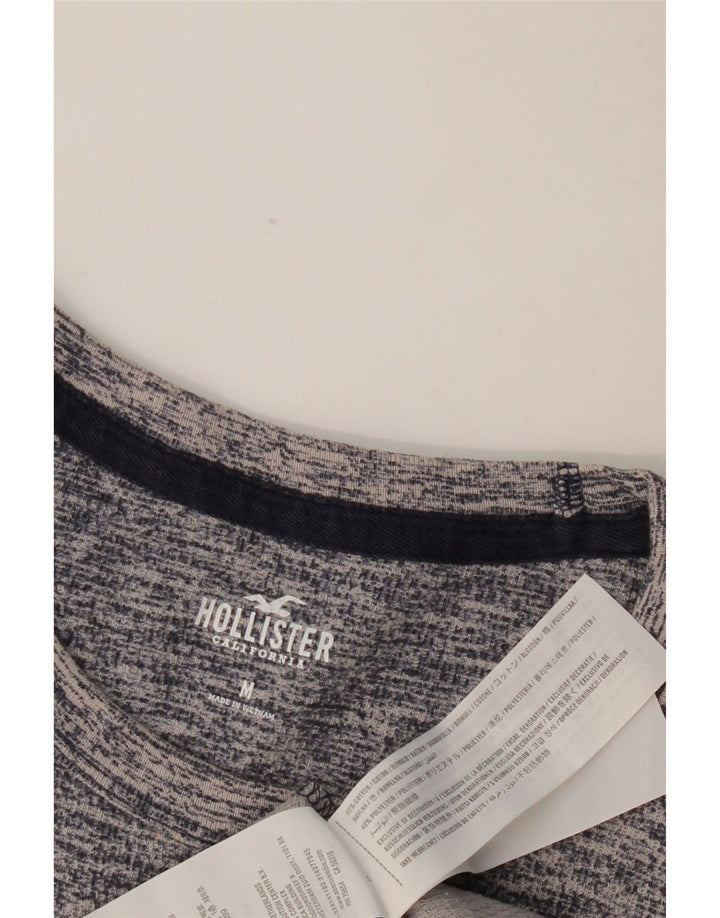 HOLLISTER Top da uomo a maniche lunghe in cotone screziato medio blu navy