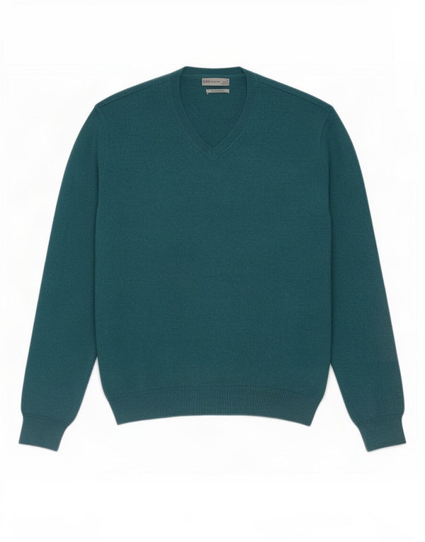 Maglione maglione con scollo a V da uomo Marks & Spencer XL cotone verde