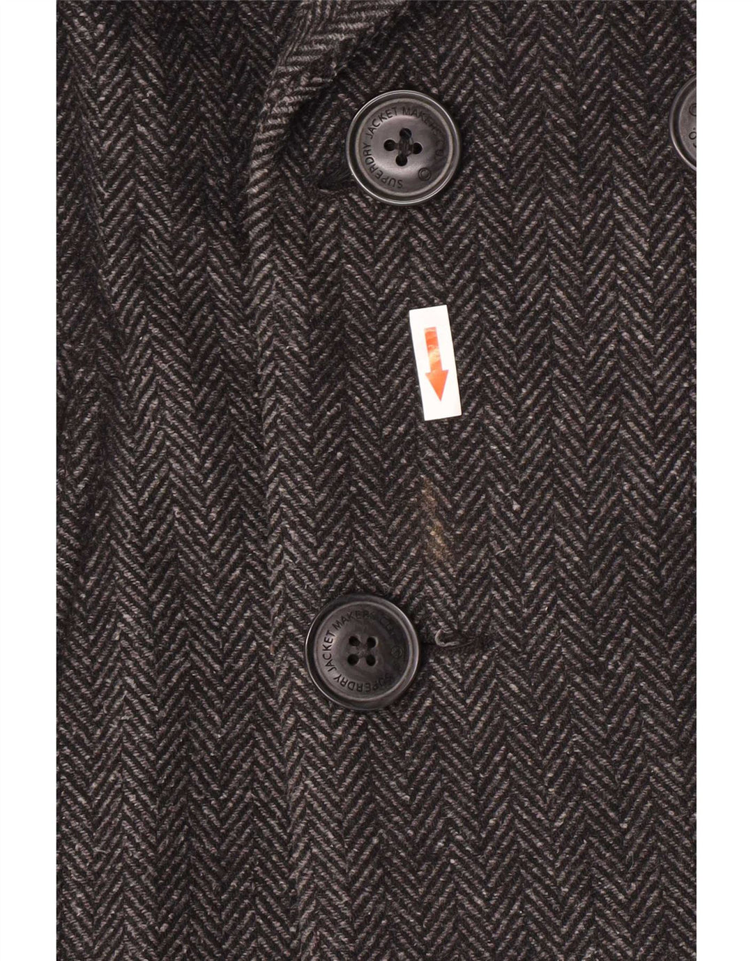 Cappotto da marinaio da uomo Superdry UK 40 Large grigio in lana a spina di pesce Classico