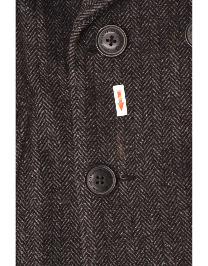 Cappotto da marinaio da uomo Superdry UK 40 Large grigio in lana a spina di pesce Classico