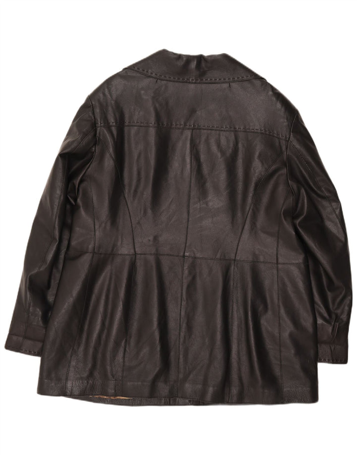 Cappotto in pelle da donna vintage UK 16 grande pelle nera