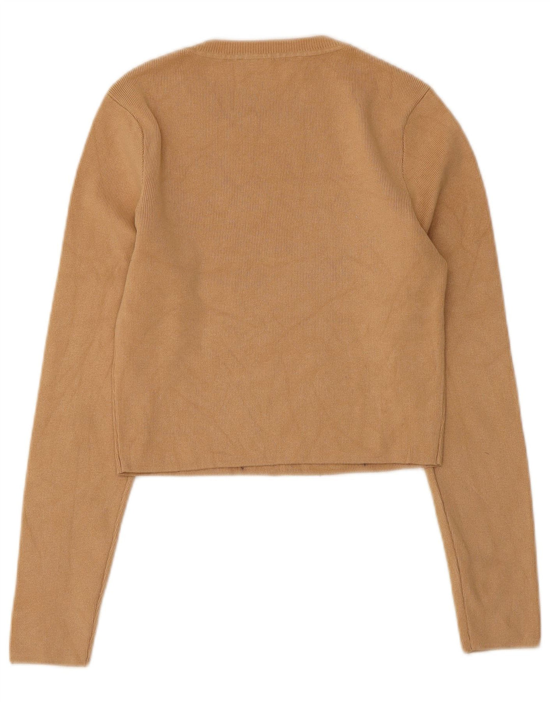 Top corto da donna Zara a maniche lunghe UK 14 grande in viscosa beige