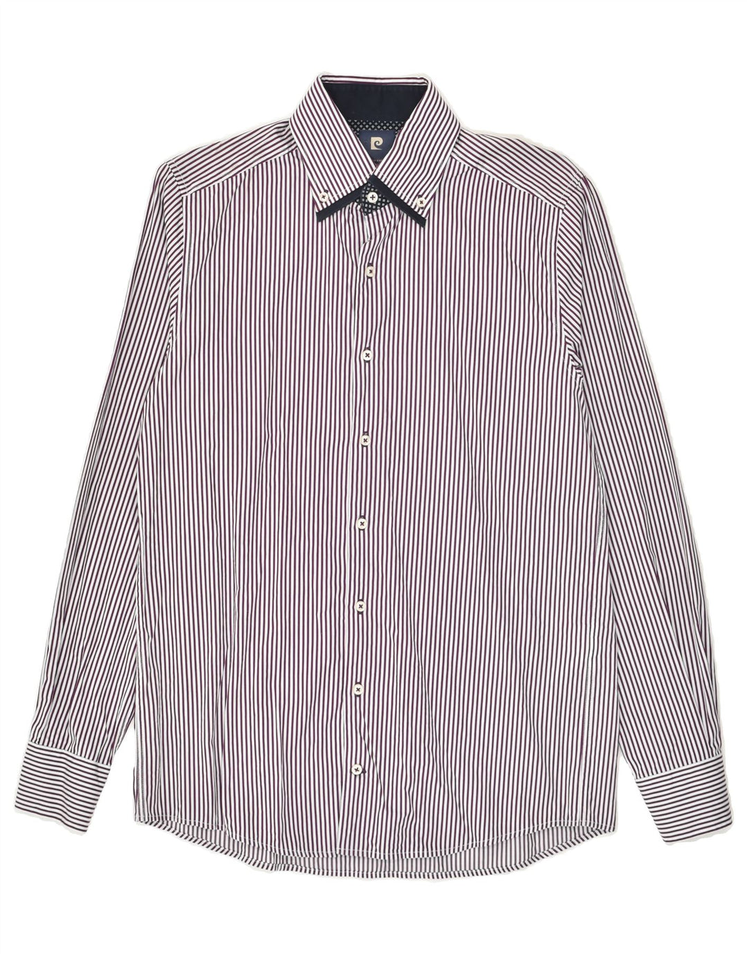 PIERRE CARDIN Mens Paris Shirt Size 38 Small Purple Pinstripe Cotton | Vintage Pierre Cardin | Thrift | Second-Hand Pierre Cardin | Used Clothing | Messina Hembry 