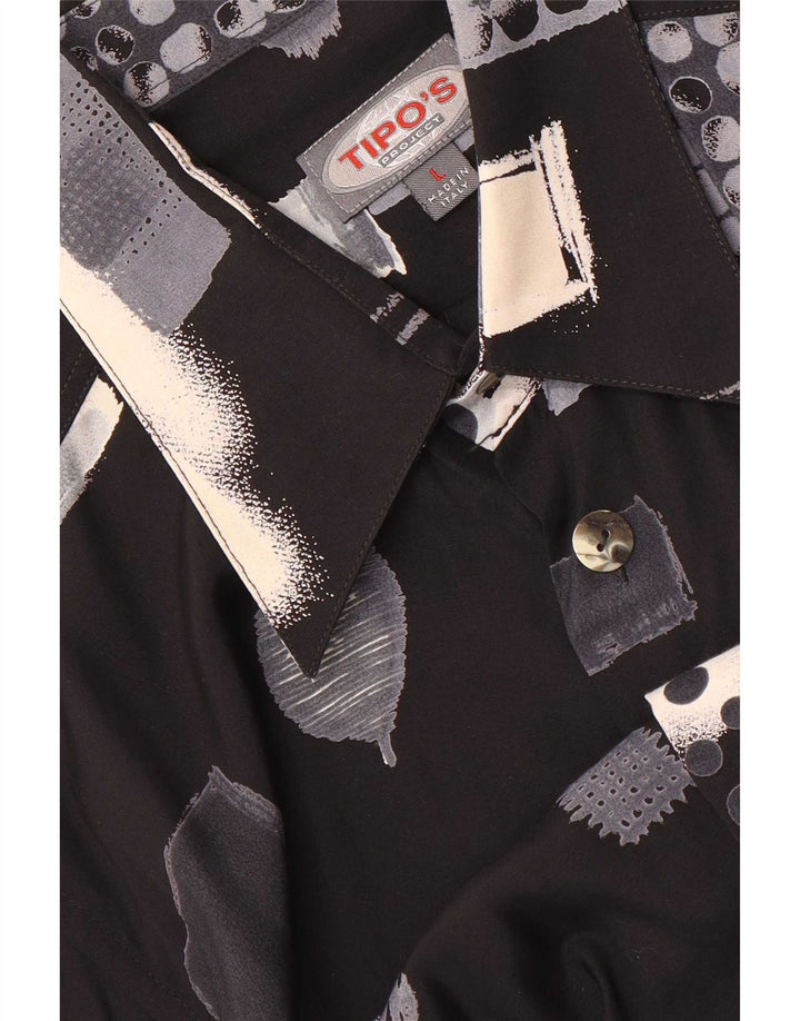 Camicia a maniche corte da uomo Tipo' S Large nera geometrica