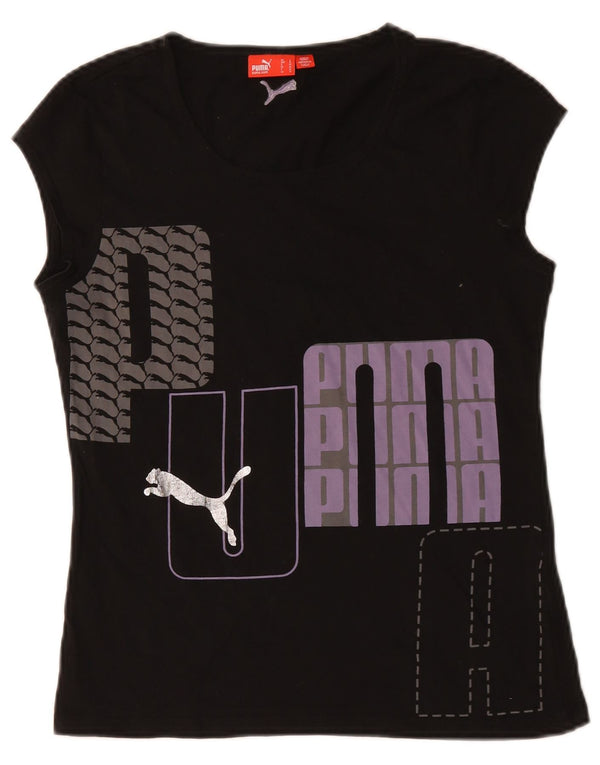 T-shirt grafica da donna Puma UK 14 grande nera