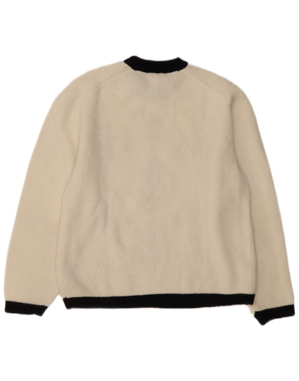 Vintage Womens Crew Neck Jumper Sweater UK 16 Large Off White Paisley