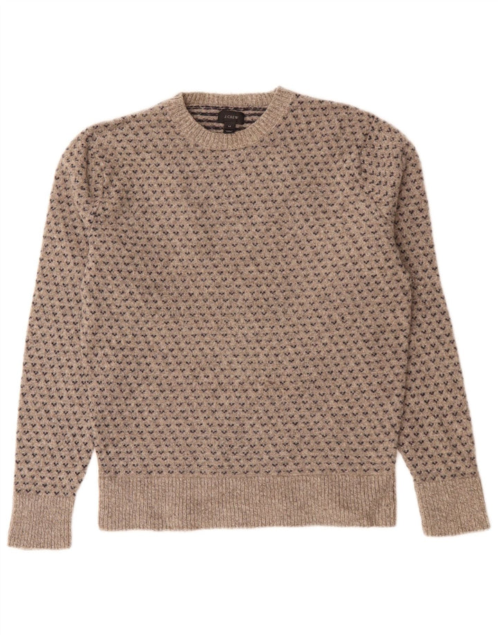 J. CREW Maglione da donna con scollo a barca UK 14 Grigio medio Fair Isle