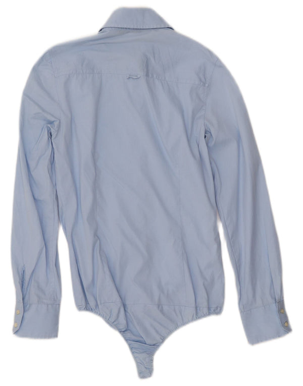 Body a maniche lunghe da donna ZARA UK 6 XS blu cotone