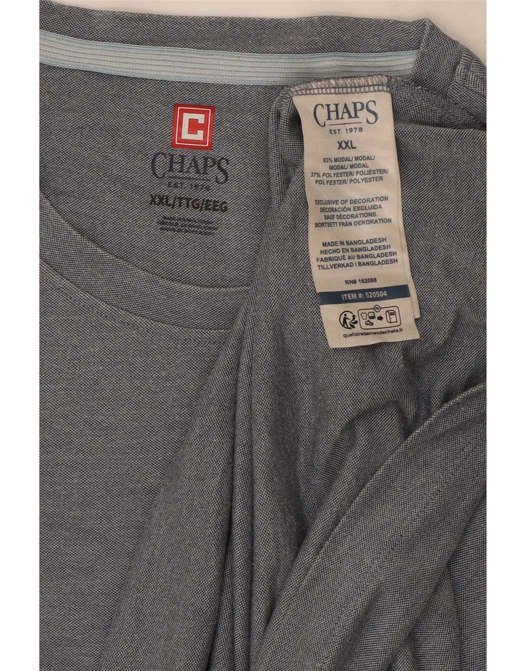 T-shirt da uomo Chaps Top 2XL Grigia Modal