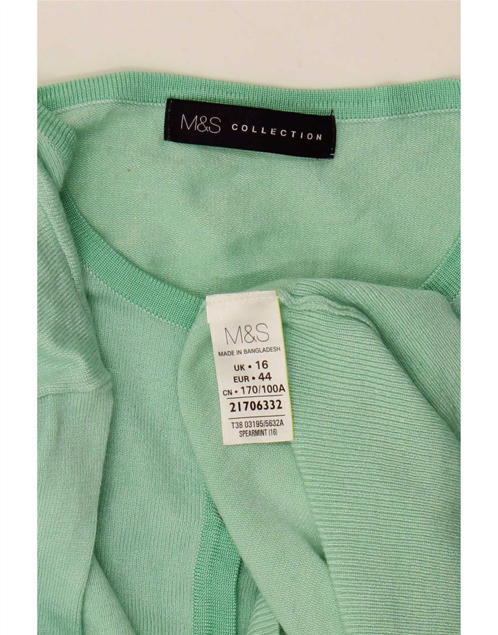 Maglione cardigan da donna Marks & Spencer UK 16 grande viscosa verde