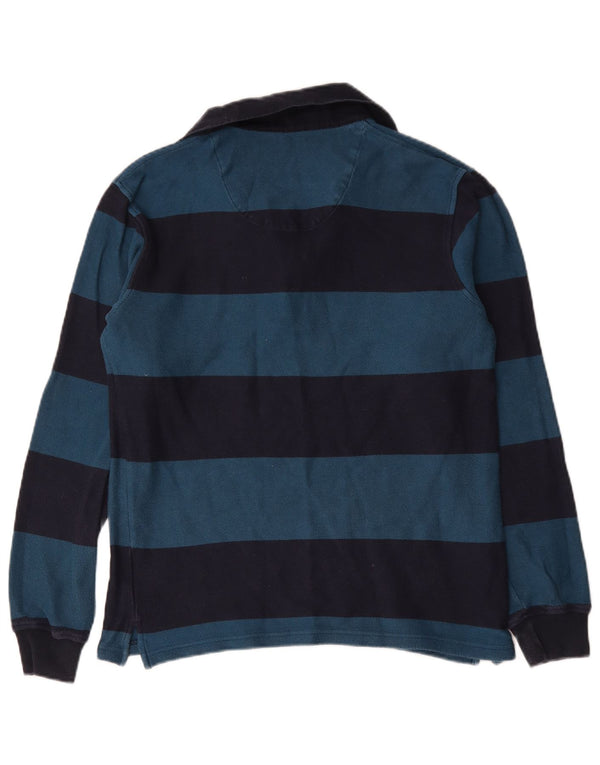 Polo da rugby da uomo a maniche lunghe Weird Fish in cotone a righe blu medio