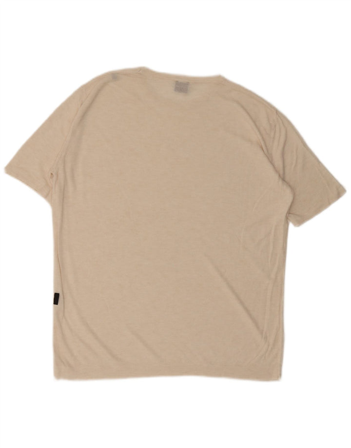 T-shirt da uomo HUGO BOSS IT 52 Large Beige in viscosa