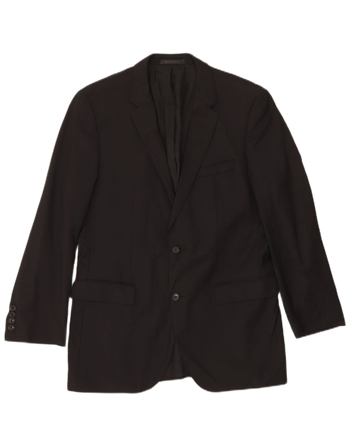 Giacca blazer vintage da donna a 2 bottoni US 40 grande lana vergine nera