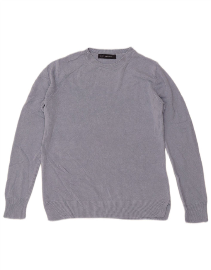 Maglione maglione girocollo oversize da donna Marks & Spencer UK 10 piccolo blu