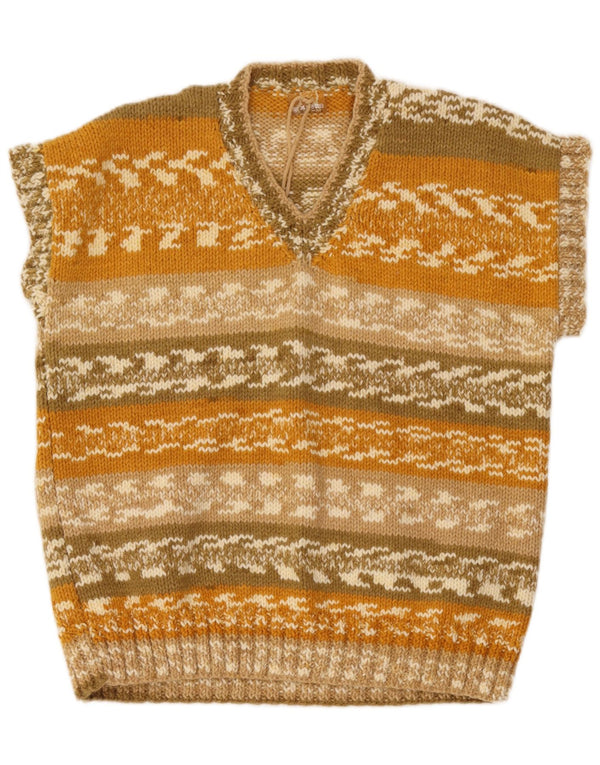 Maglione vintage da donna con scollo a V UK 18 XL a righe multicolore