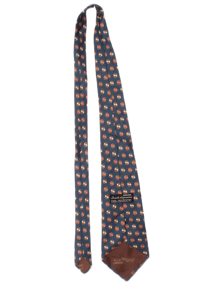 Cravatta Vintage da Uomo Taglia Unica L56 Blu a Pois in Seta Classica