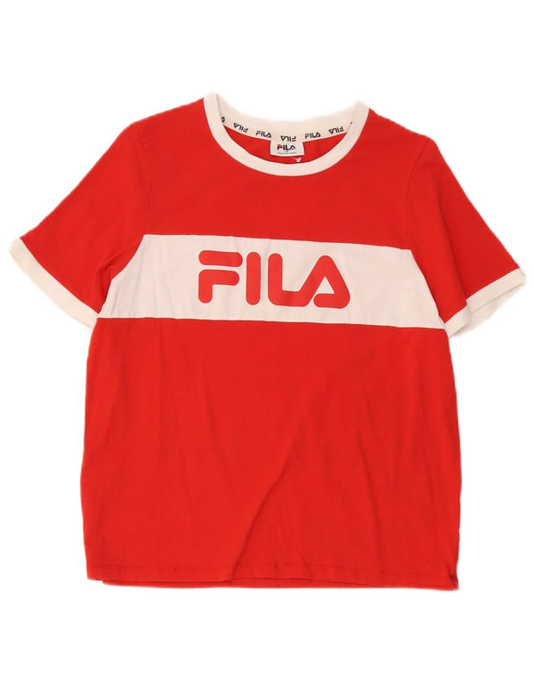 T-shirt grafica da bambino Fila Top 13-14 anni in cotone color block rosso