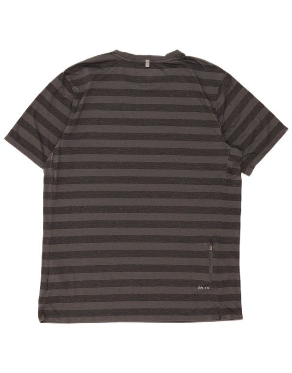 T-shirt Nike da uomo Dri Fit, top grande, in poliestere a righe grigie