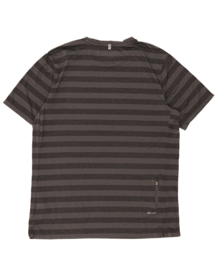 T-shirt Nike da uomo Dri Fit, top grande, in poliestere a righe grigie