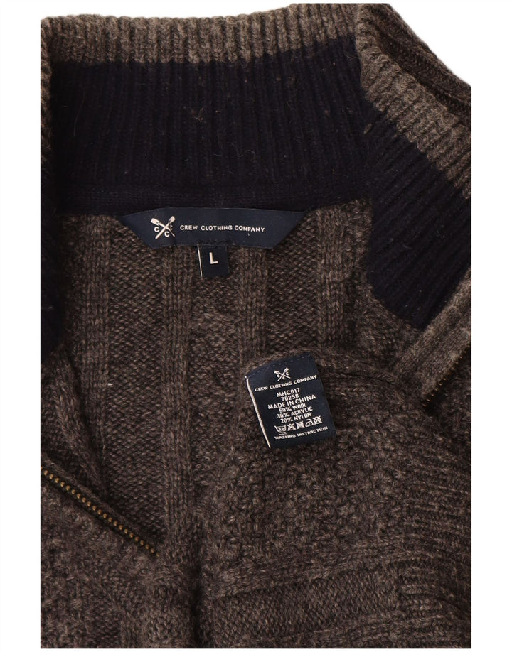 Crew Clothing Maglione da uomo con zip e collo grande in lana grigia