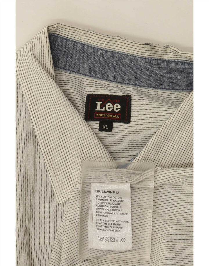 Camicia da uomo Lee XL in cotone gessato bianco