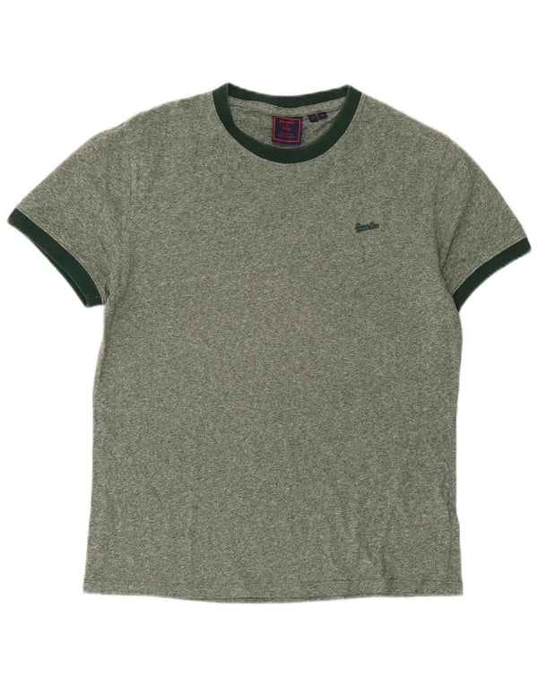 T-shirt da uomo Superdry Top in cotone screziato verde medio