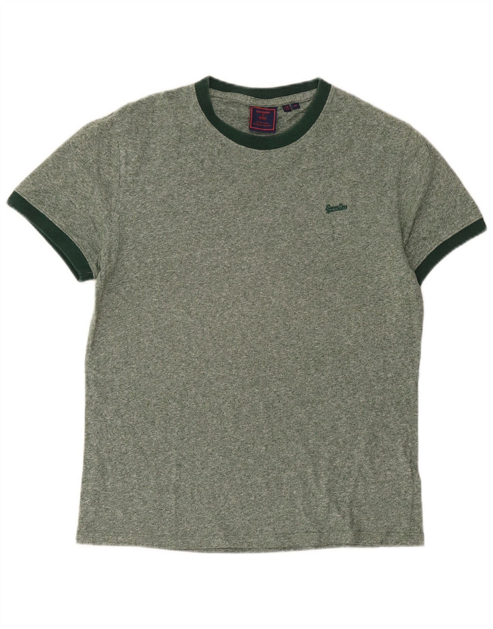 T-shirt da uomo Superdry Top in cotone screziato verde medio