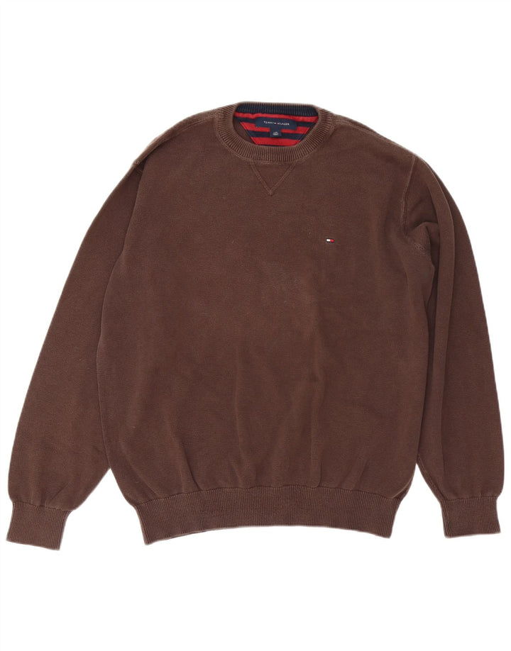 Maglione maglione girocollo da uomo Tommy Hilfiger grande marrone
