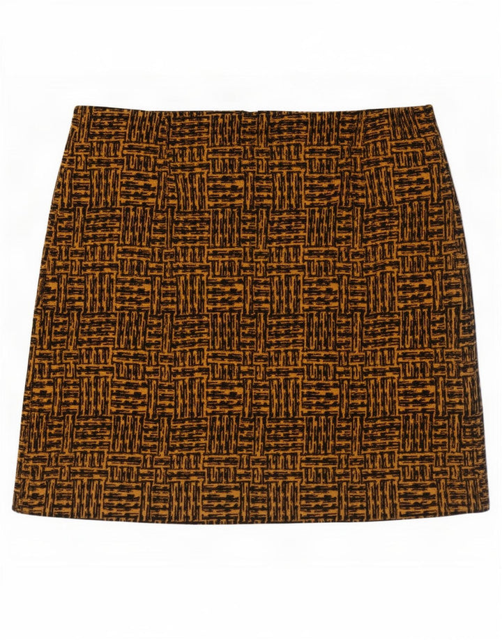 Minigonna da donna Marks & Spencer UK 14 Large W36 Poliestere geometrico marrone