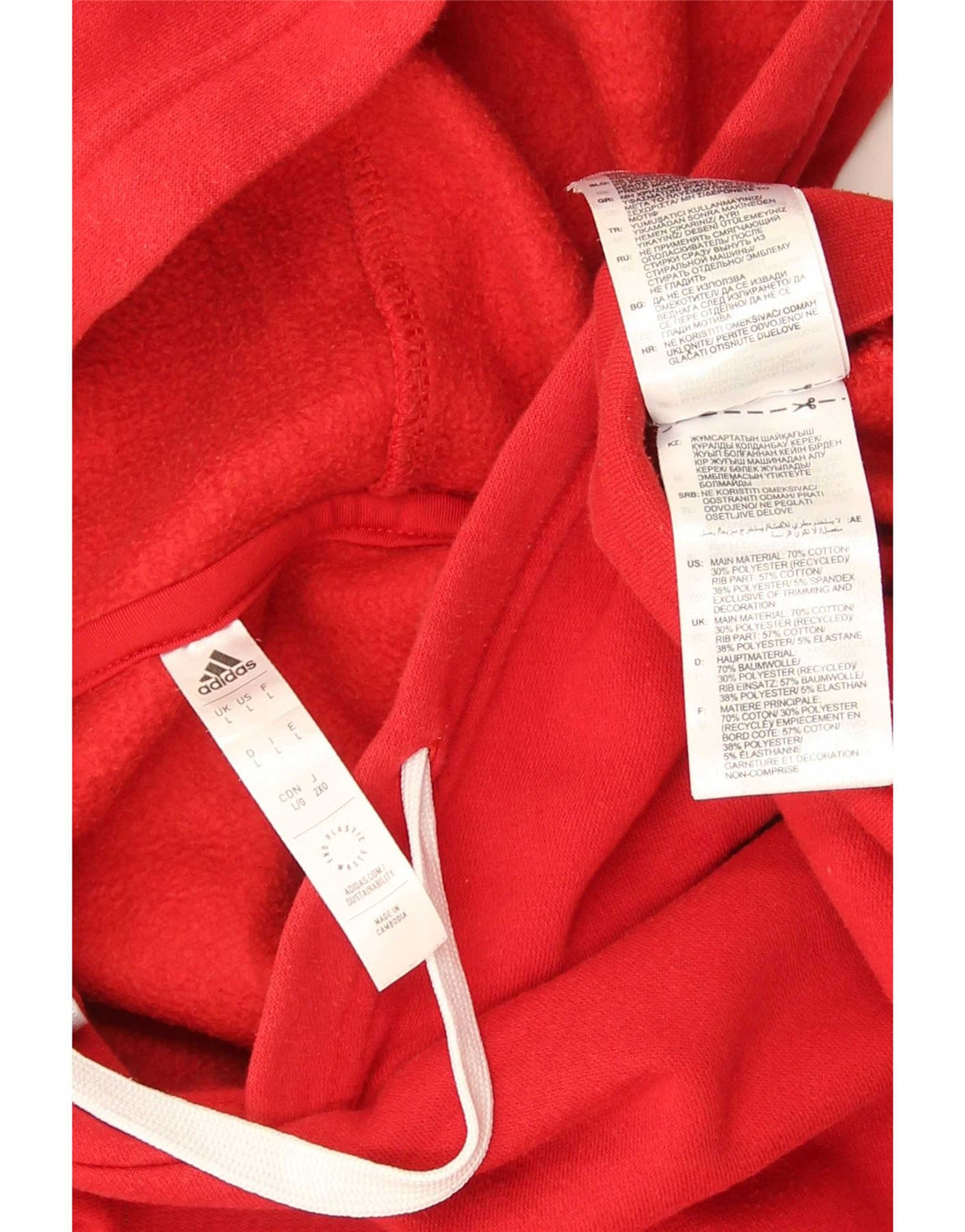 Felpa con cappuccio da uomo Adidas Large rossa in cotone