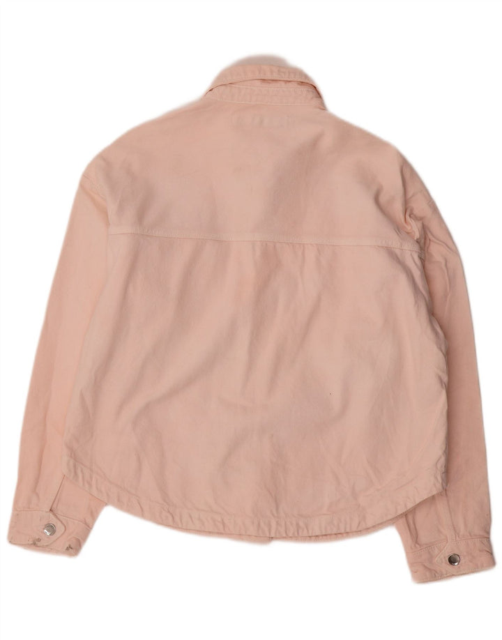 Giacca di jeans oversize da donna Zara UK 10 piccola in cotone rosa