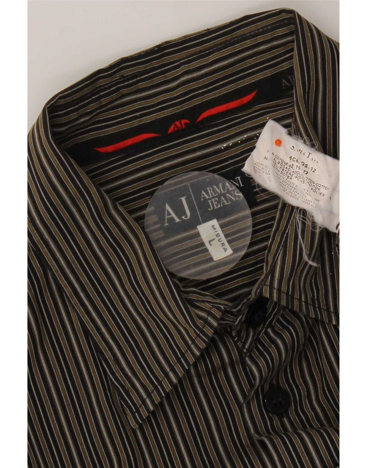 Camicia Armani Uomo Cotone Righe Grandi Verdi