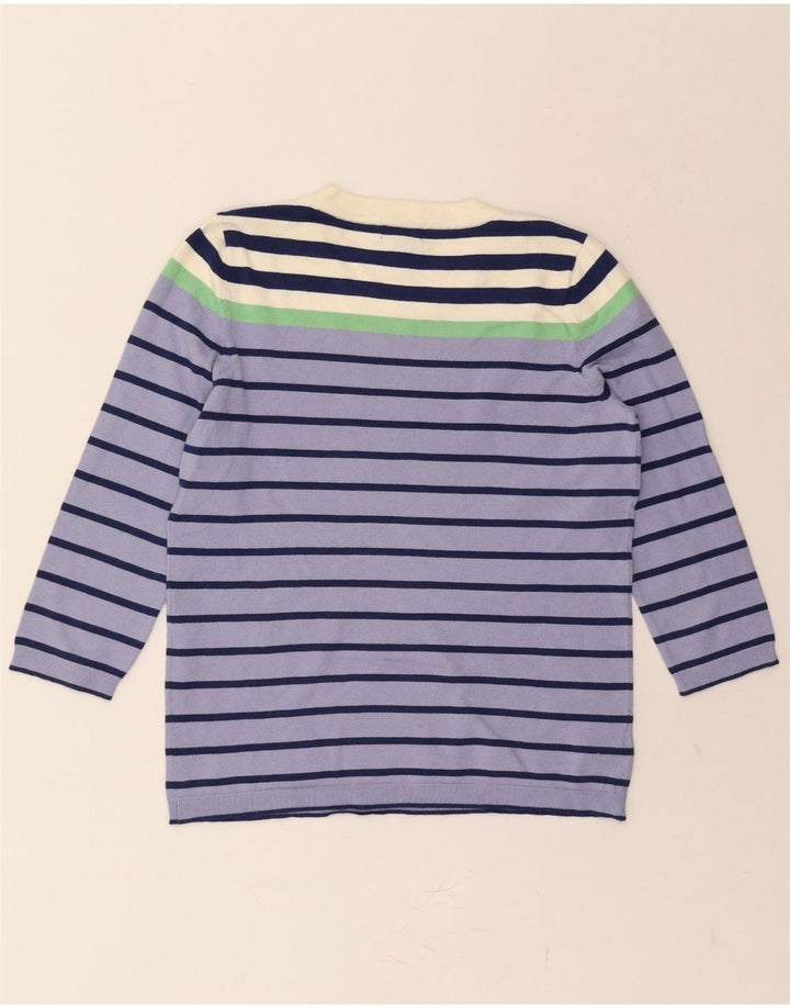 EDDIE BAUER Womens Crew Neck Jumper Sweater UK 14 Medium Purple Striped Vintage Eddie Bauer and Second-Hand Eddie Bauer from Messina Hembry 