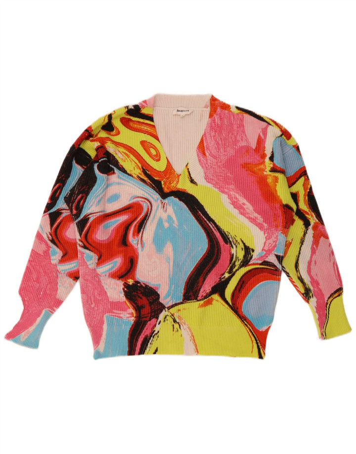 Desigual Maglione da donna con scollo a V UK 14 medio multicolore