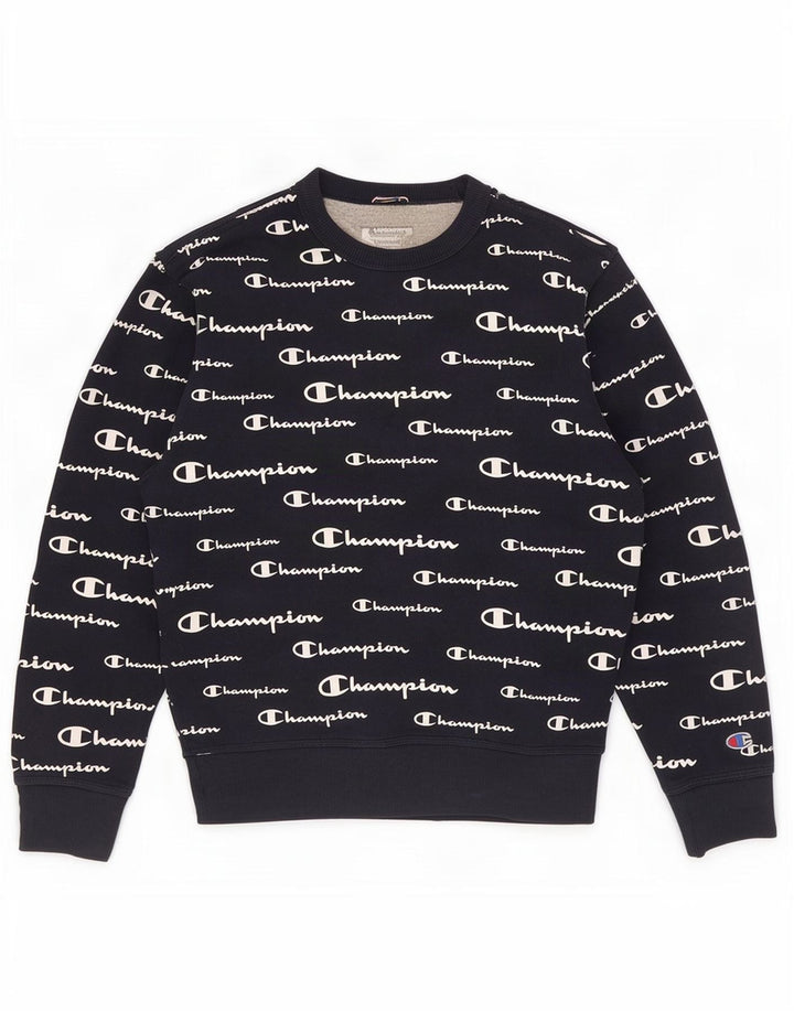 Felpa grafica da uomo Champion, piccola, in poliestere blu navy