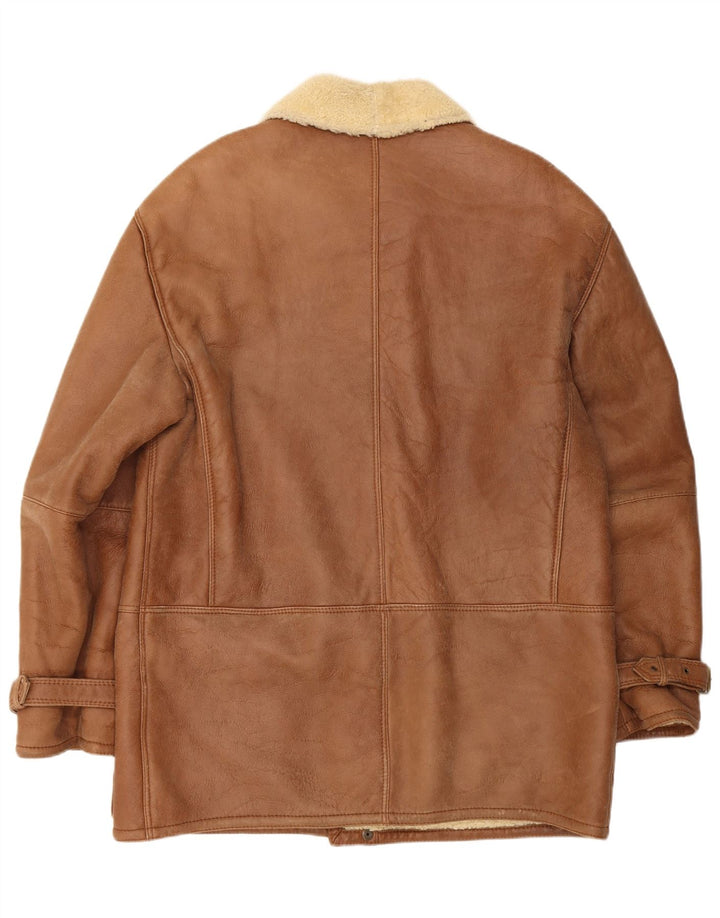 Giacca vintage in montone da uomo IT 52 XL Shearling beige