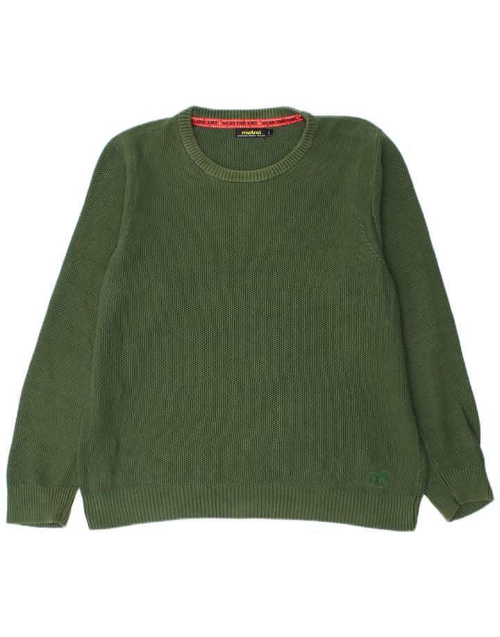 MISTRAL Maglione da uomo girocollo grande in cotone verde