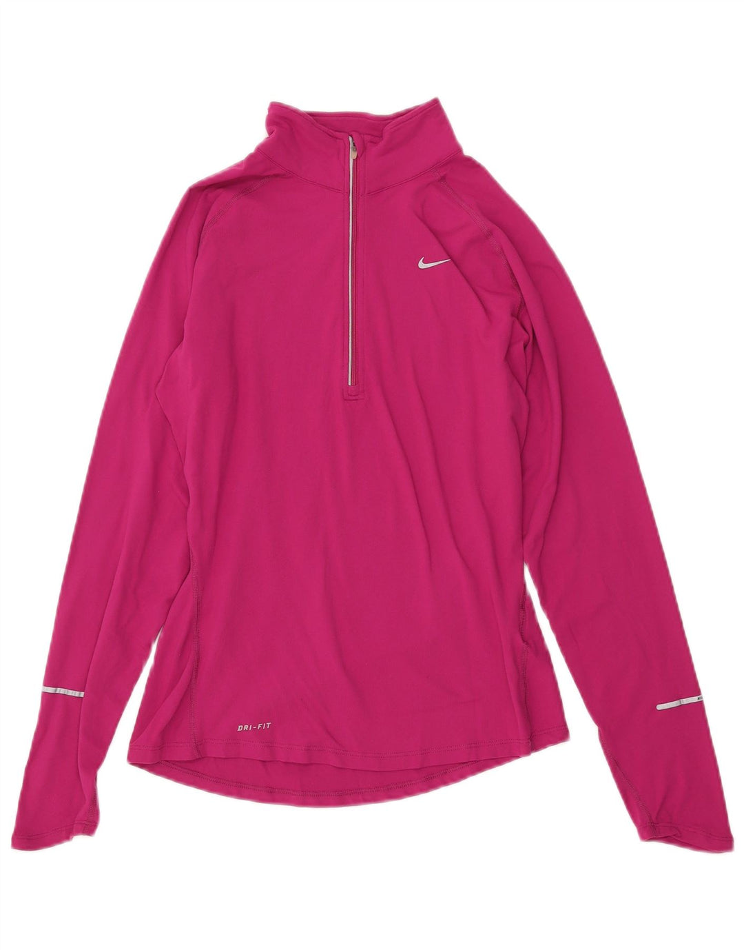NIKE Top da tuta pullover con zip e collo Dri Fit da donna UK 10 piccolo nylon rosa