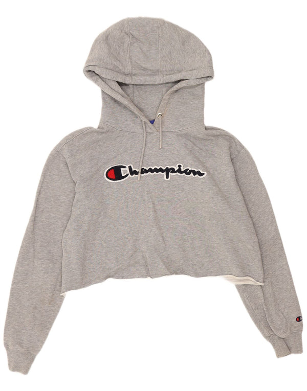 Maglione corto con cappuccio oversize da donna Champion UK 10 piccolo grigio chiazzato