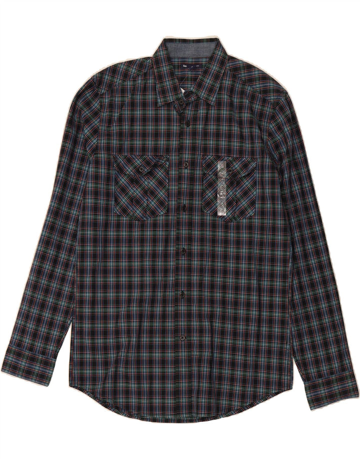 GAP Mens Flannel Shirt XS Navy Blue Check Cotton Vintage Gap and Second-Hand Gap from Messina Hembry 