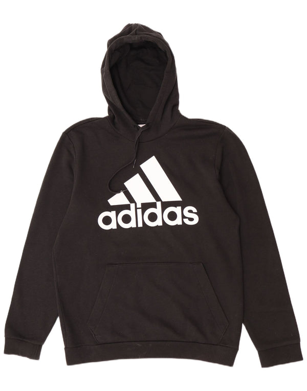 Felpa con cappuccio grafica da uomo Adidas, cotone medio nero