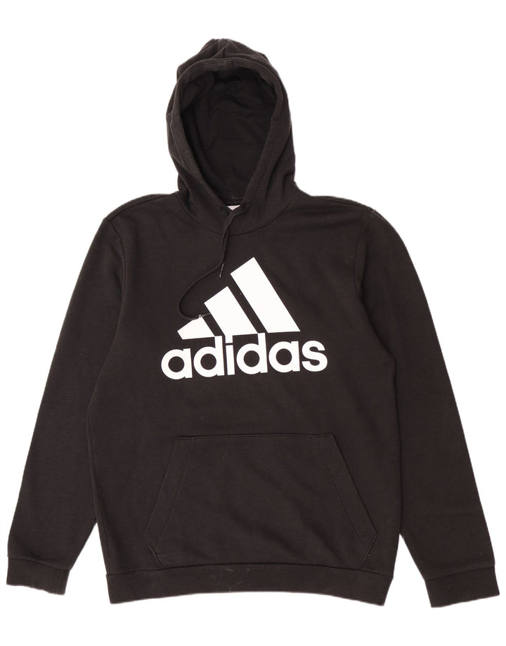 Felpa con cappuccio grafica da uomo Adidas, cotone medio nero