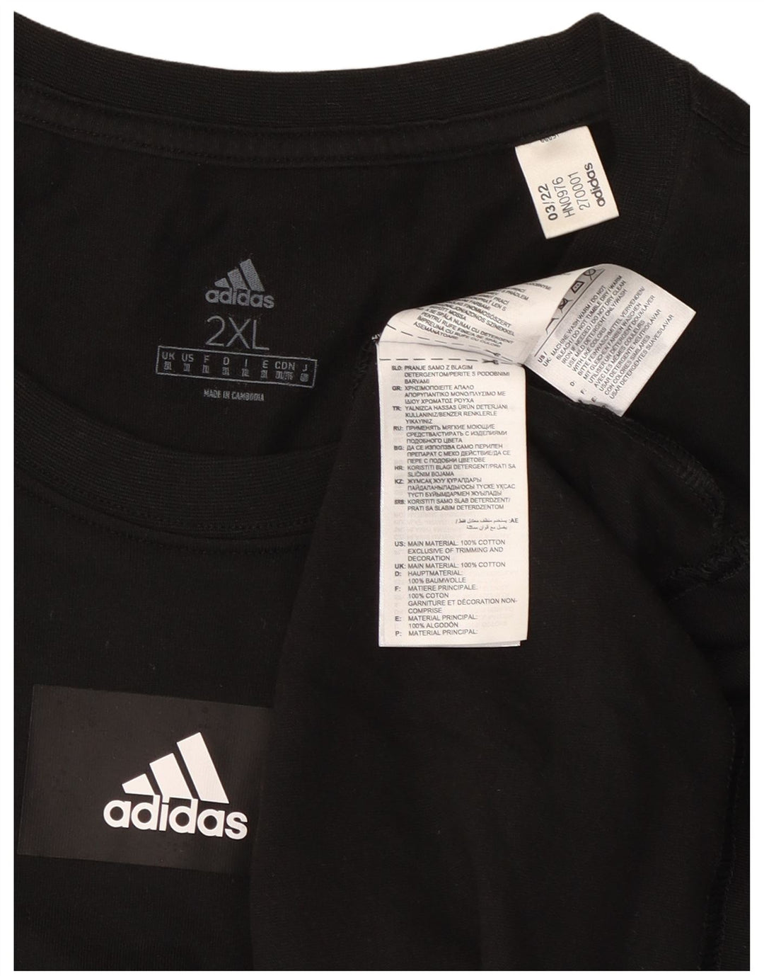 ADIDAS Mens T-Shirt Top 2XL Black Cotton