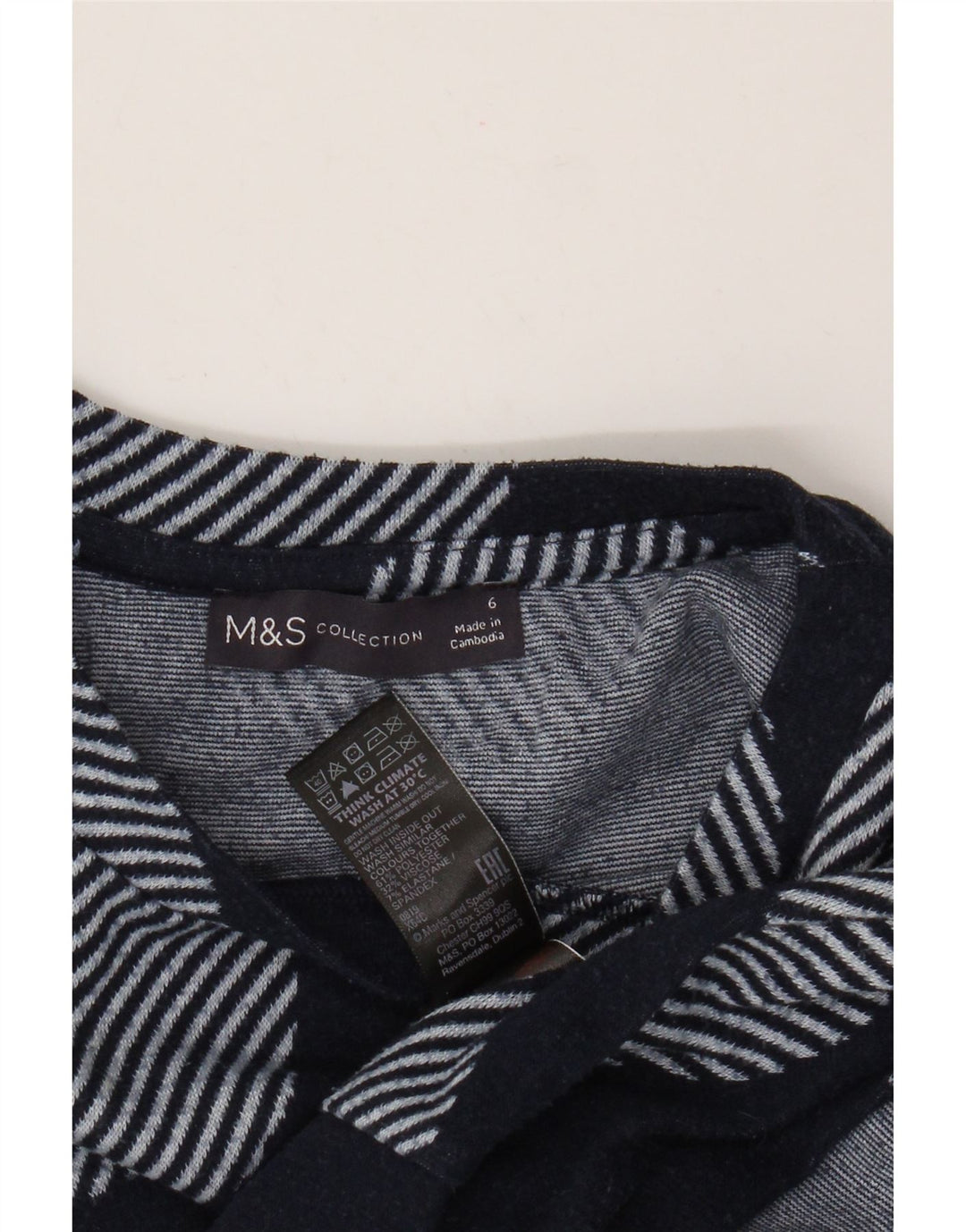 MARKS & SPENCER maglione maglione girocollo da donna UK 6 piccolo blu navy
