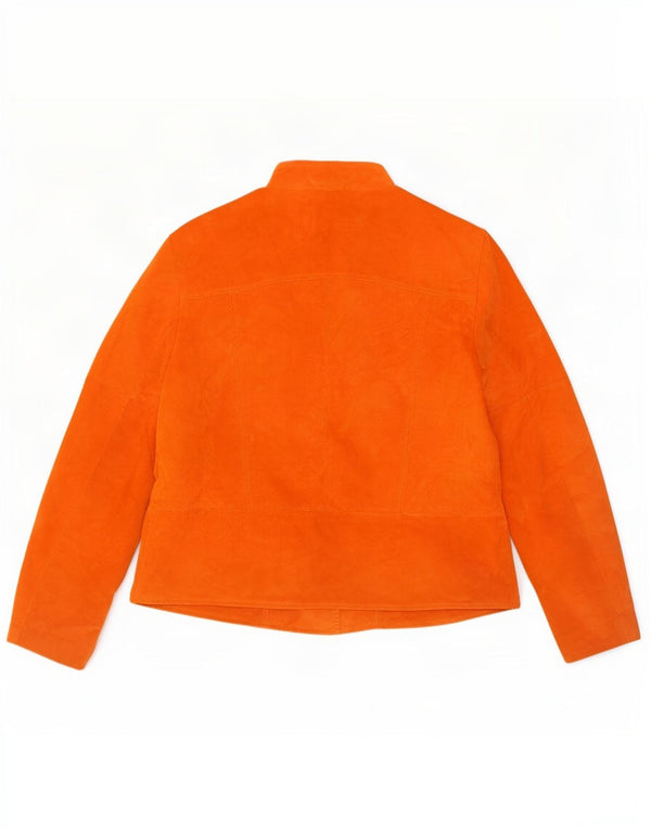 Giacca vintage in pelle scamosciata da donna UK 16 grande in pelle arancione